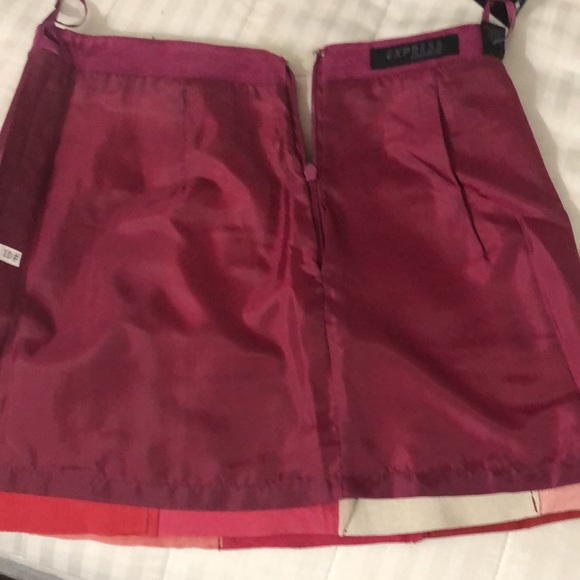 Vintage EXPRESS Suede pink color block mini skirt - Picture 7 of 9